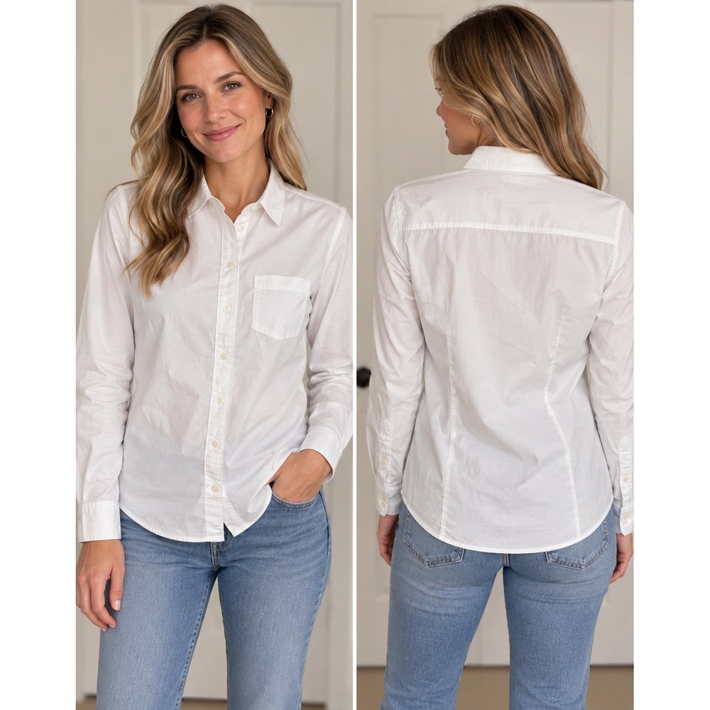 J.Crew Womens White Cotton Poplin Button Down Long Sleeve Shirt XS Tailored NWOT